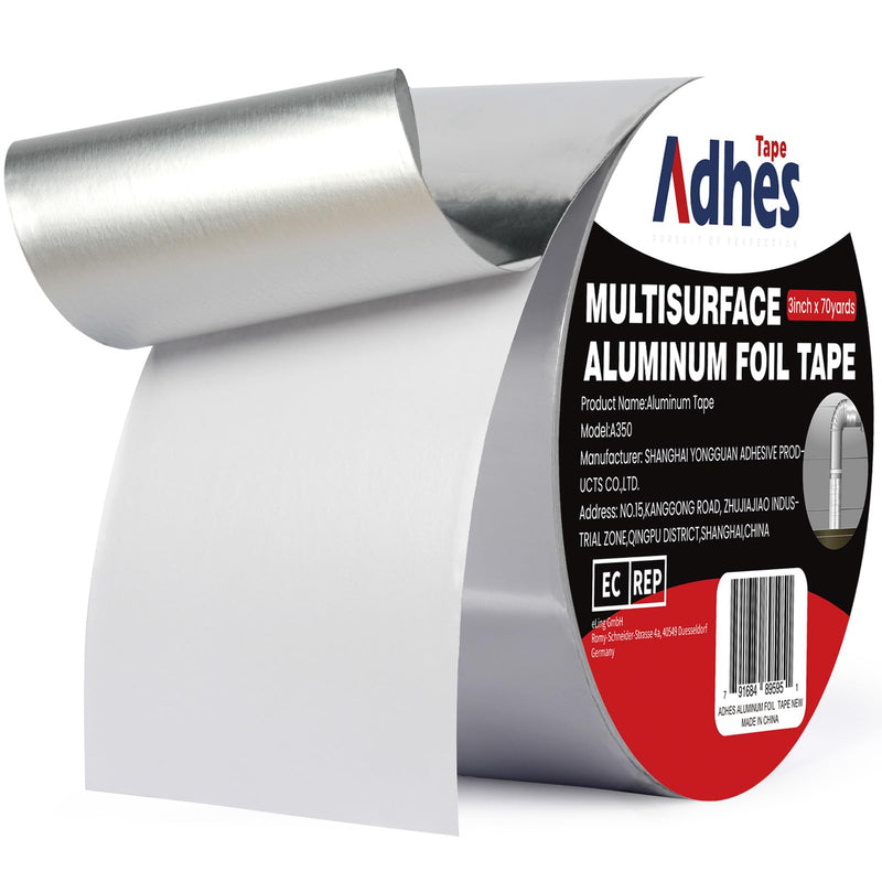 ADHES Heavy Duty Aluminum Foil Tape 3 Inch x 210 Feet(70 Yards) 3in x 70yd
