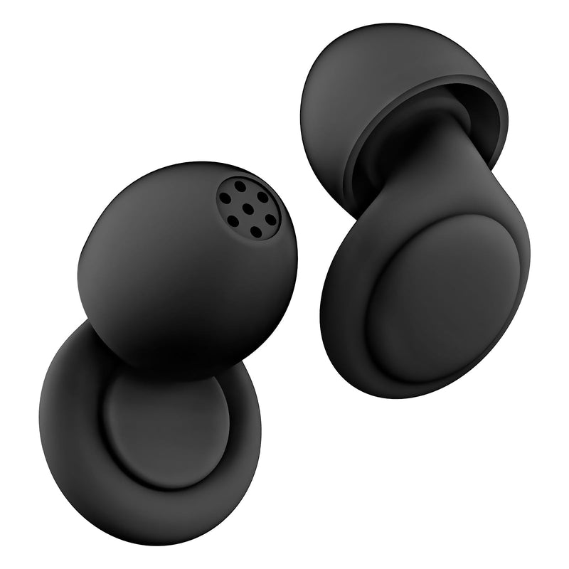 2 Noise Cancelling Ear Plugs, Beinkap Sleeping Earplugs with 12 Silicone Soft Reusable Ear Tips for Social Gatherings, Work, Sleeping, Concerts, Parenting, Conversation, 28 dB Noise Reduction Black