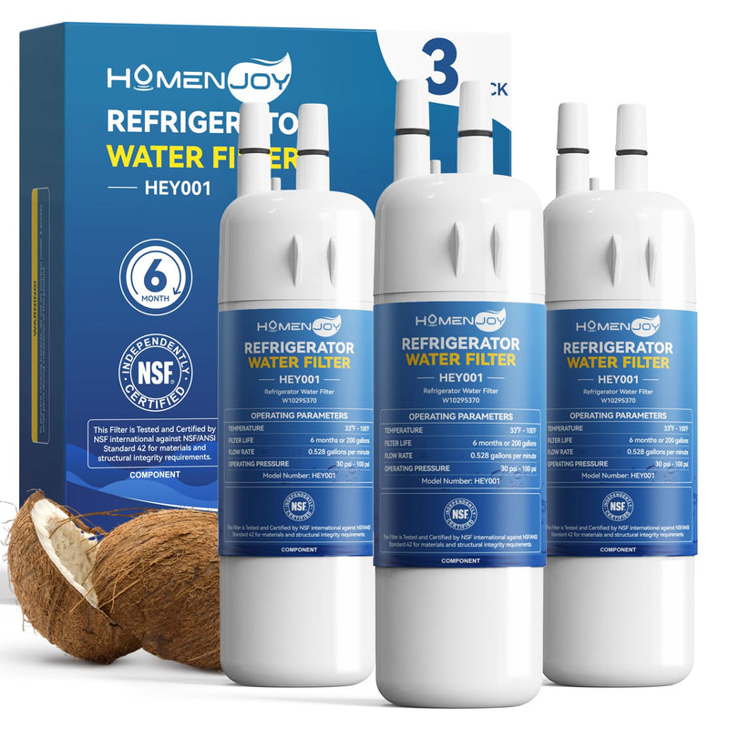 2nd Generation Water Filter Replacement Compatible with Whirlpool WHR1RXD1, EDR1RXD1, EDR1RXD1B, Everydrop Filter 1, W10295370A, W10276924, W10291030, 9930 9930P 46-9930 46-9081 9081 P8RFWB2L (3 Pack) 3