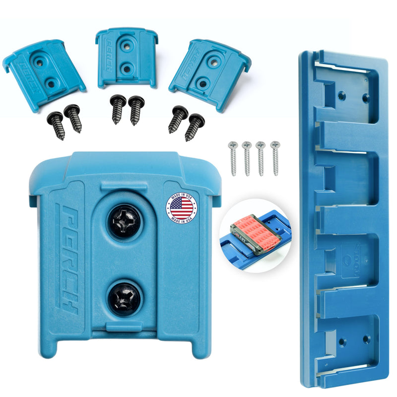 PERCH 4 Pack BOSCH Tool Holder with 4 Pack BOSCH Battery Holder for BOSCH 18V Tools and BOSCH 18V Battery Combo (4 Pack Tool Holder + 4 Pack Battery Holder)
