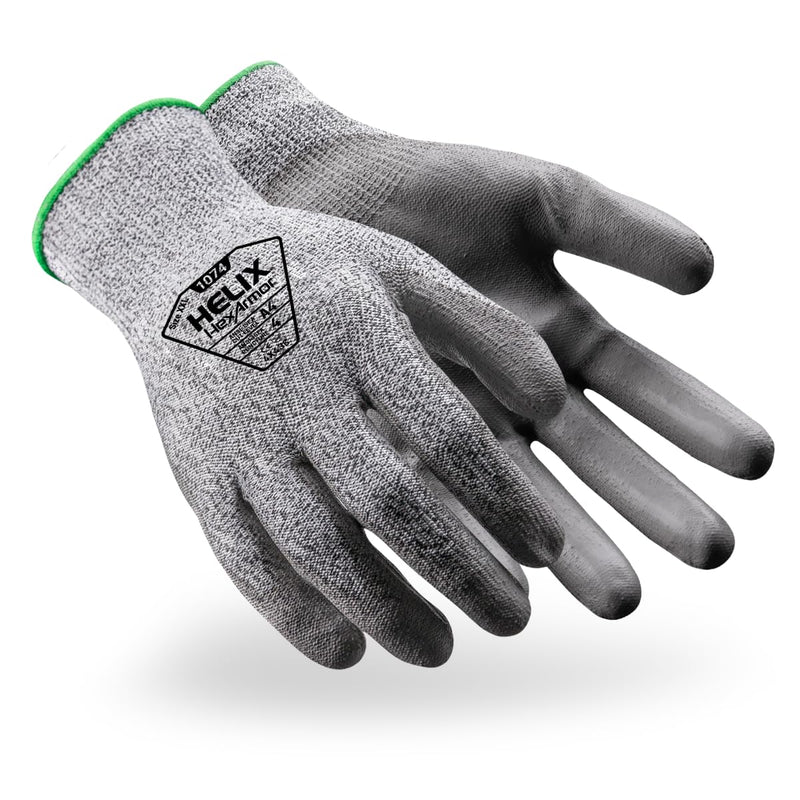 HexArmor | General-Purpose | Abrasion and Cut-Resistant | Breathable | Safety Work Gloves | Helix Series 1074 | A4 Cut-level Polyurethane Palm Medium 12-pack