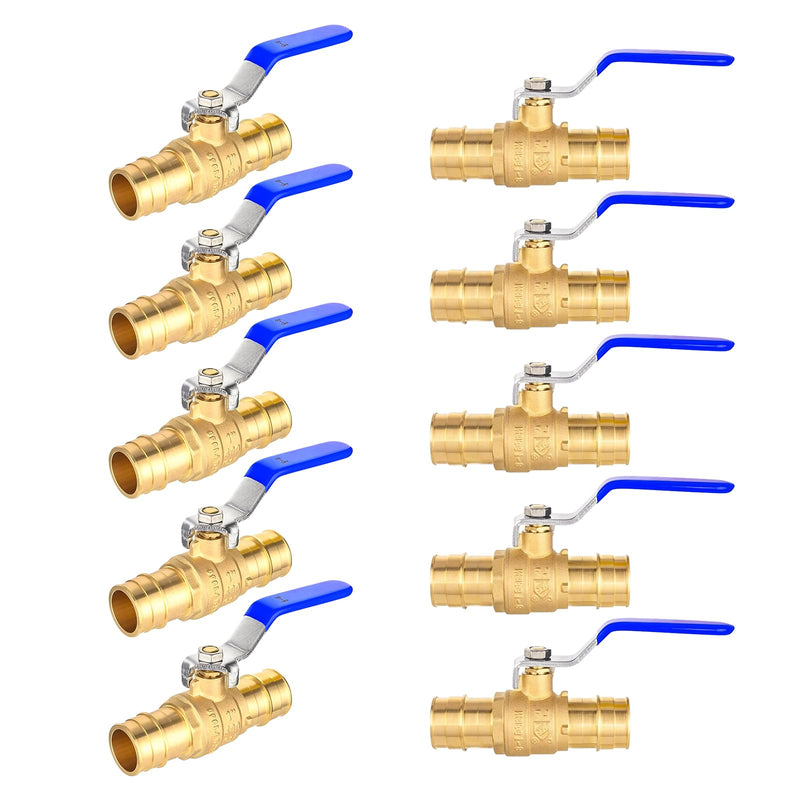 10PACK GUOFIS 1/2"PEX-A Expansion Full Port Ball Valve(VALVE152-10) 10 Blue Handle