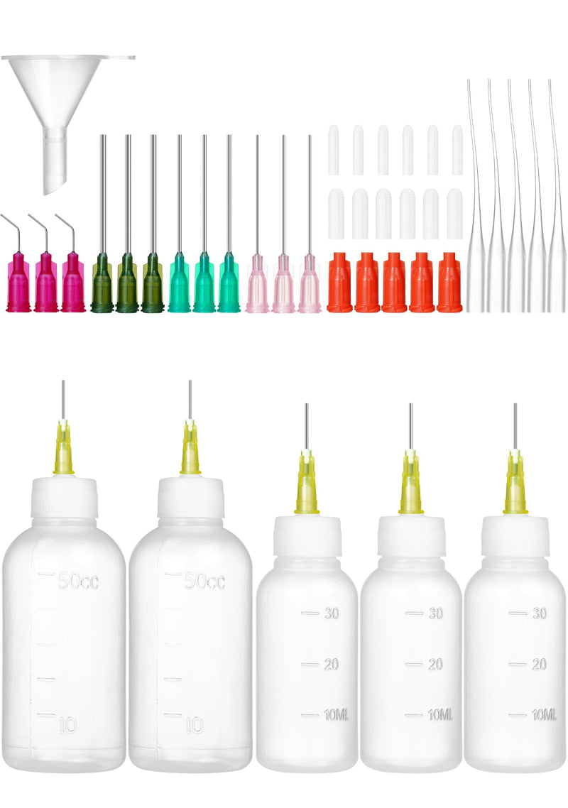 JIBENGAO Glue Applicator Bottle for Crafting & DIY, Precision Tip Squeeze Bottle (14ga–25ga), 30ML & 50ML Refillable (30, 50 ML) 30ml-50ml