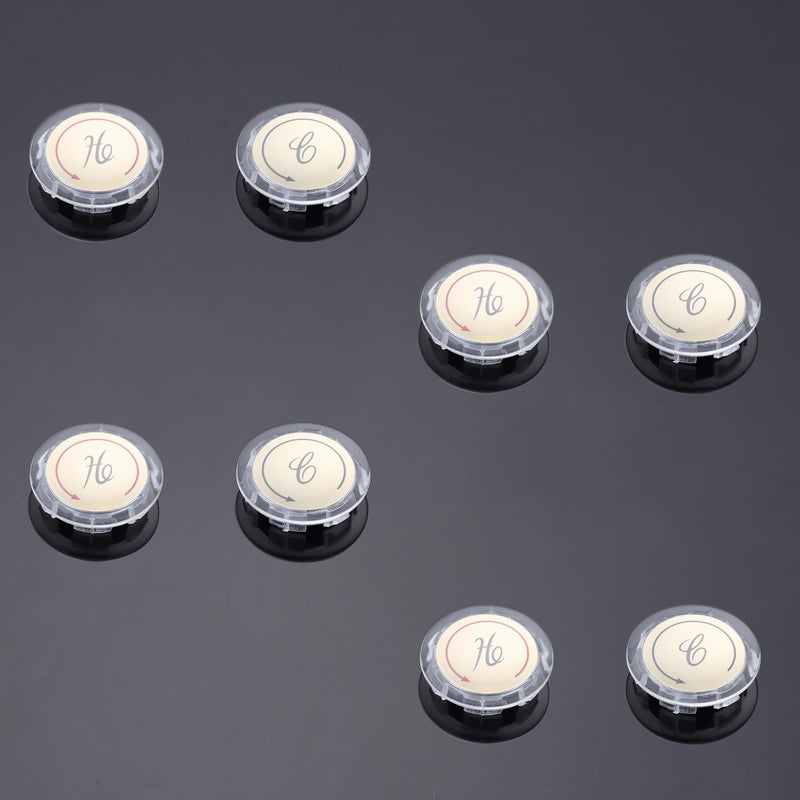Faucet Index Buttons Compatible with Delta/LDR/Delex/Peerless Double Shower Knobs 4 Pairs, Clear Acrylic Universal Hot and Cold Bathroom Sink Knobs Handles Buttons