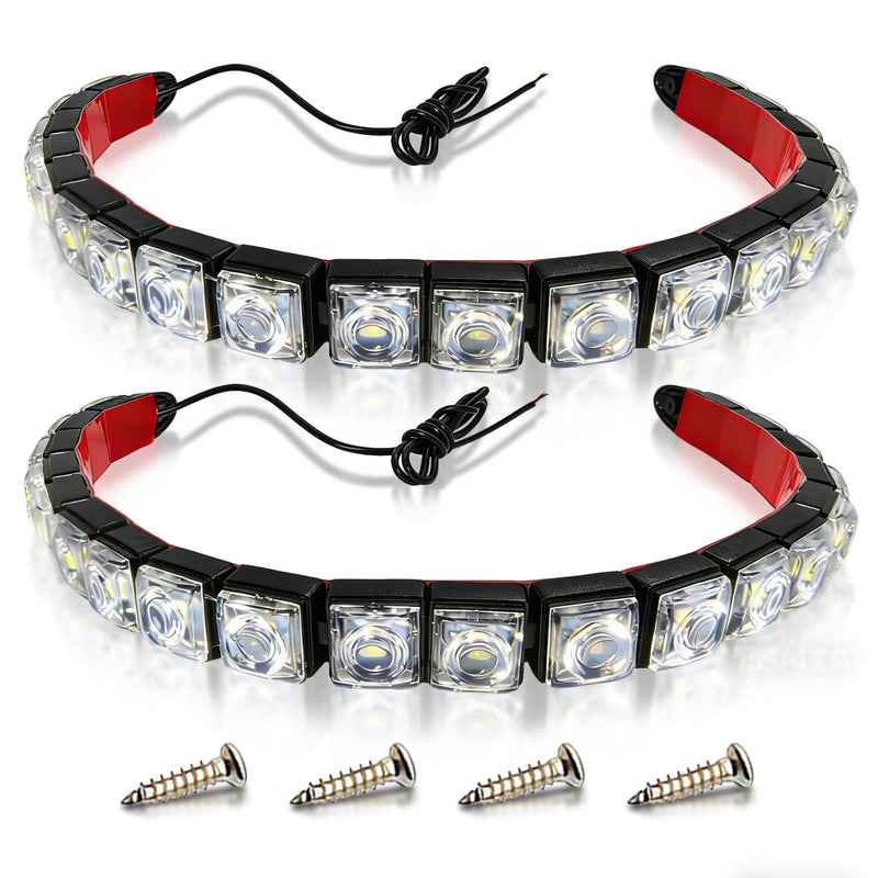 White 20 LED Daytime Running Strip Light Marine Navigation Led Boat lamp IP67 Waterproof High Power Clearance Light Flexible Bright Spot Fog Light Auto Accessories Universal Fit Many Car Truck 2pcs 20Led