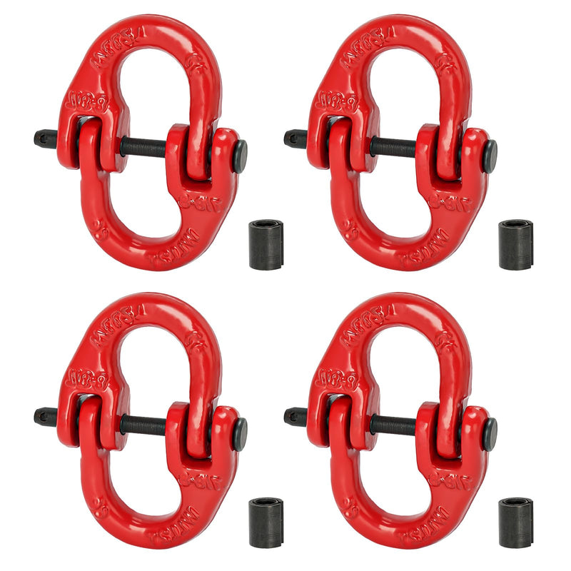 G80 1/4" Safety Chain Connector Link, 4 Pack Heavy Duty Hammerlock Coupling Link, Tow Hitch, Tow Chain Connector for Towing, Lifting, Trucks & Trailers 1/4 inch 4PC
