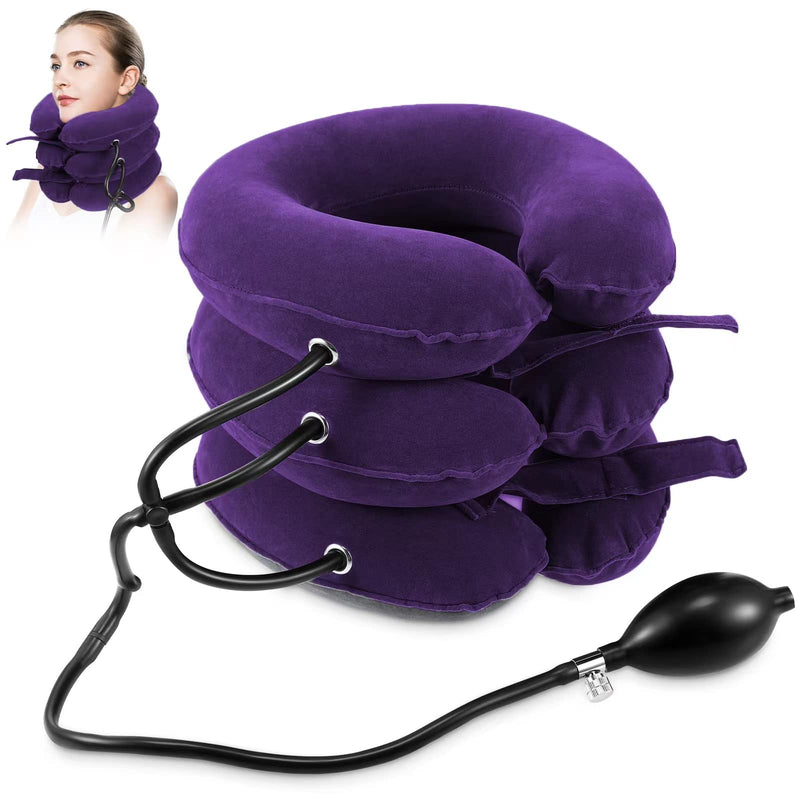 Neck Stretcher, Neck Traction Device, Cervical Traction Device, Neck Pain Relief, Adjustable Inflatable Neck Brace & Neck Stretcher Cervical Traction, Neck Decompression Home Use (Purple) Purple