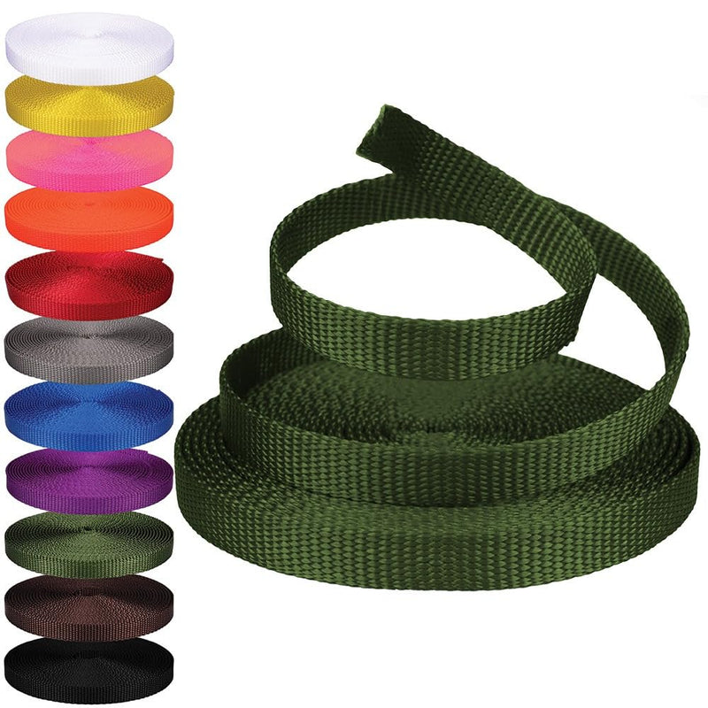 Rope and Cord Nylon Webbing – 1/2 in. Multipurpose Webbing for Cargo Straps, Pulley Lines, and More! – Olive Drab, 5 Yards