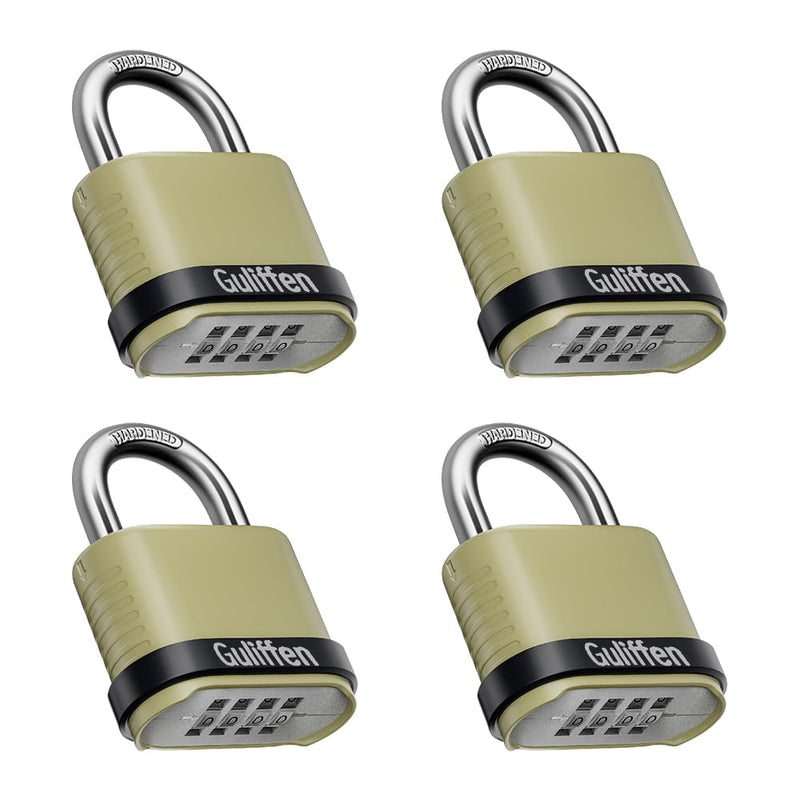 Outdoor Combination Lock, Heavy Duty Weatherproof Combination Padlock, 4 Pack Resettable Combination Lock for Locker, Shed, Garage, Gate, Fence Yellow，4 Pack Short
