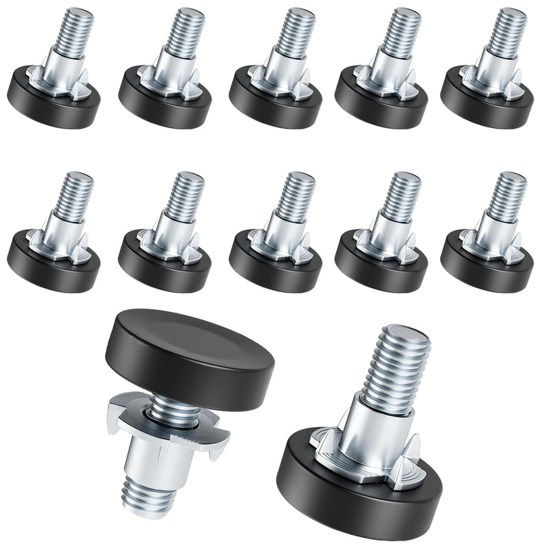 1/4" Thread Leveling Feet, 12 PCS Furniture Levelers with T-Nuts, Adjustable Furniture Feet Threaded Screw in, Table Levelers for Adjusting Individual Furniture Feet With T-Nut, 1/4"-20 UNC Thread