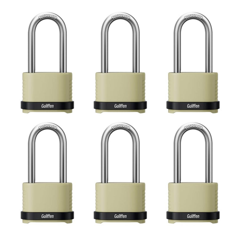 Heavy Duty Combination Padlock, Outdoor Combo Lock Weatherproof, Pad Locks with Long Shackle for Locker, Shed, Garage, Gate, Fence, 6 Pack Yellow，6 Pack Long