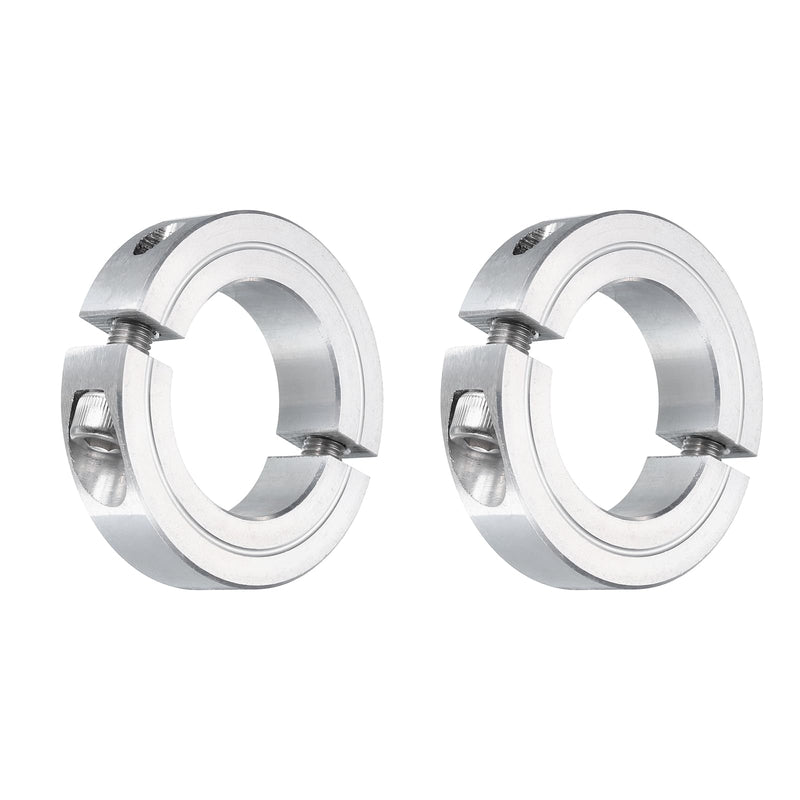 uxcell 2Pcs Double Split Clamp-On Shaft Collar for 1-1/4" Shaft, Two-Piece Clamping Collar 2-1/16" OD, 1/2" Thickness, Aluminum Alloy Set Screw Split Collar Clamp