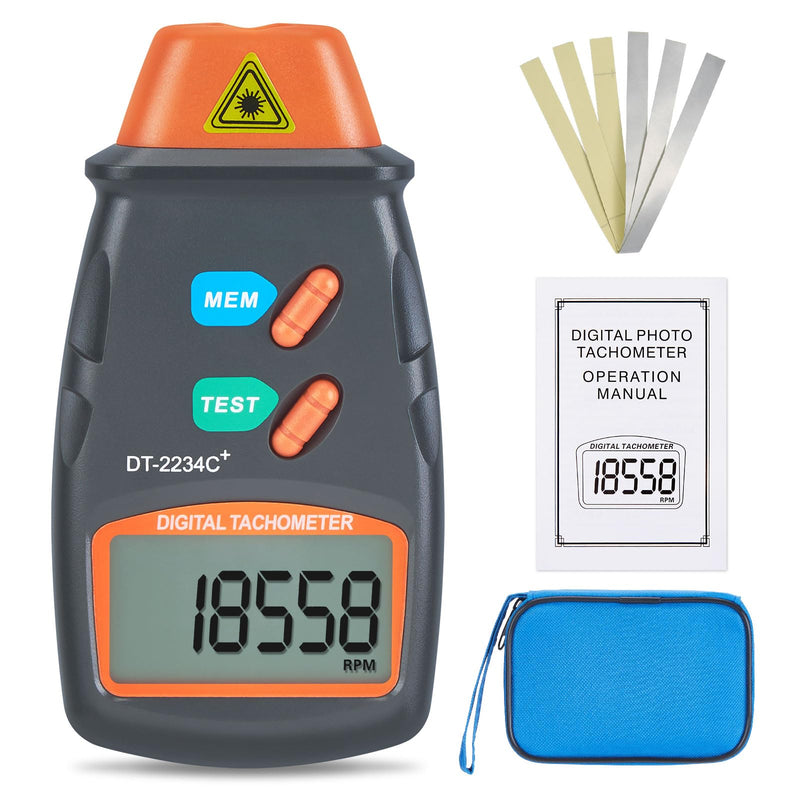 Digital Laser Photo Tachometer Non Contact RPM Tach, Noncontact Laser Photo Sensor with 2.5RPM to 99999 RPM