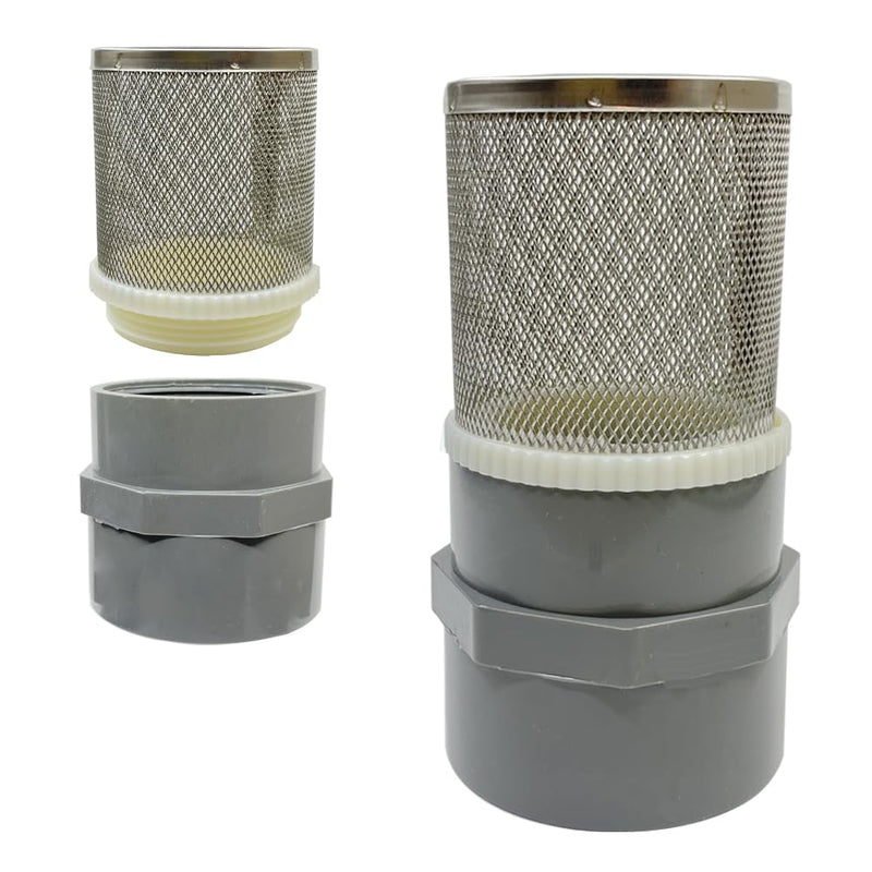 1 inch Stainless Steel Filter Cover Connected to 1 inch/DN25 Grey PVC Filter Water Pipe, Vent Cap Suction Strainers Used to Remove Debris and Reduce Solid Entry(1pcs) 1"DN25