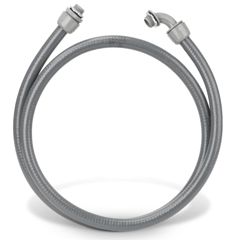 HOXHA 1/2 Inch 6 Ft Electrical Conduit Kit Flexible PVC Non Metallic Liquid Tight Conduit, Electrical Wire Conduit Pipe with Straight and 90-Degree Conduit Connector Fittings 1/2 In - 6 Ft