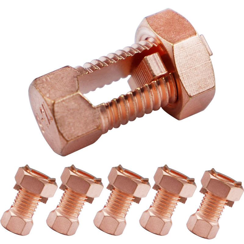 Split Bolt Connector High Strength Copper Grounding Clamps for Completing Ground Bonding to Bare Wires TJ-16 (6 PCS)