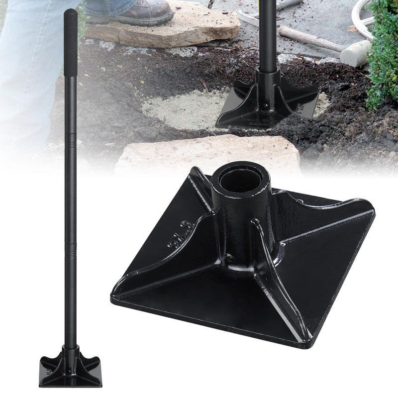 Steel Tamper Tool, Heavy Duty Garden Ground Steel Tamper Tool Kit Long Handle 58 Inch, 8x8” Square Dirt Hand Tamper Landscaping Garden Tools for Leaving Soil, Sand, Gravel, Asphalt, Driveway