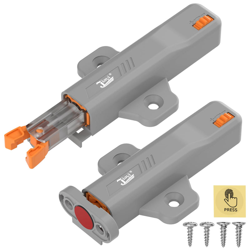 Cabinet Push Latch, Jiayi 2 Pack Heavy Duty Non-Magnetic RV Hidden Door Latch, Cabinet Press Out Catch for Door, Push and Release RV Drawer Closure, Touch Latch for Kitchen Cabinet Door Gray