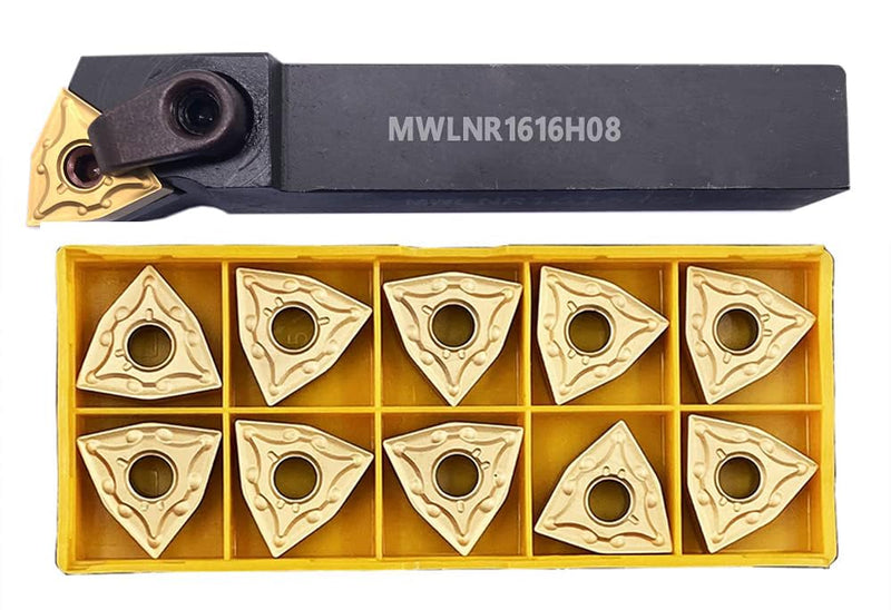 5/8" Lathe Tool Holder MWLNR1616H08 Indexable Carbide Turning Tool Holder and 10pcs WNMG080404 (WNMG 431) Carbide Inserts Lathe Cutting Tool MWLNR1616H08 + 10pcs WNMG 431