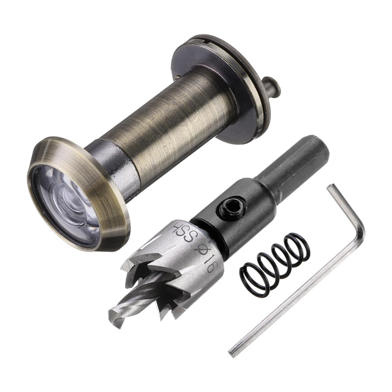 PATIKIL 9/16" Door Viewer Peephole, Copper Privacy Door Viewer with Privacy Cover, 180-Degree Fits 1-3/8inch to 2-3/8inch Door Peep Hole with 14mm/0.55" Drill Bit for Security, Bronze 9/16"