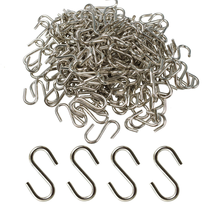 200PCS 1 Inch Metal S Hooks, Heavy Duty Hanging Hooks Mini S Shaped Hangers, Curtain Hanging Connectors S Shaped Utility Hooks