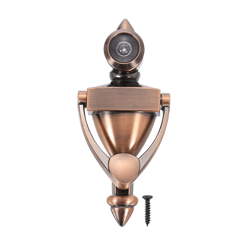 PATIKIL 9/16" Door Knocker with Viewer, 1 Pcs 180 Degree Door Viewer Die-Cast Construction with Peephole Fits 1-3/8inch to 2-3/8inch Door Peep Hole for Home Office Hotel, Red Bronze