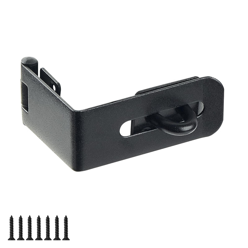 Door Lock Hasp Latch, 90 Degree Solid Iron Safety Packlock Clasp Hasp Lock Latch, Extra Thick Gate Lock Hasp with Screws Brushed Finish (2.24 inch) 2.24 Inch (1PC) Black