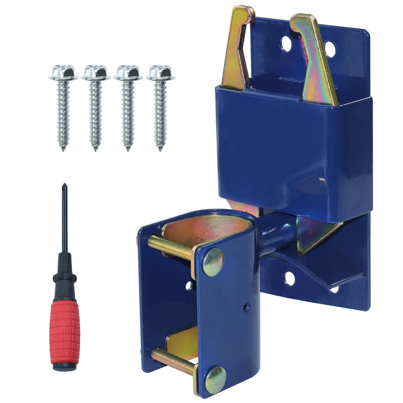 S16100300 Heavy Duty Two Way Gate Latch, 1-5/8" to 2" Diameter Round Tube Gate, Blue, Two Way Fence Gate Latch for Metal Gates, Farms, Ranches, Pastures, Included Screws and Screwdriver 1XS16100300