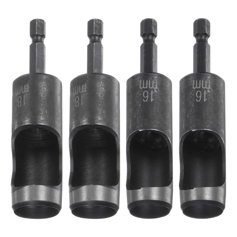 HARFINGTON 4pcs 16mm,18mm Leather Hollow Hole Punch 1/4" Hex Shank for Drills, Belt Hole Punch Punching Cutter Tool for Leathercraft Working 4