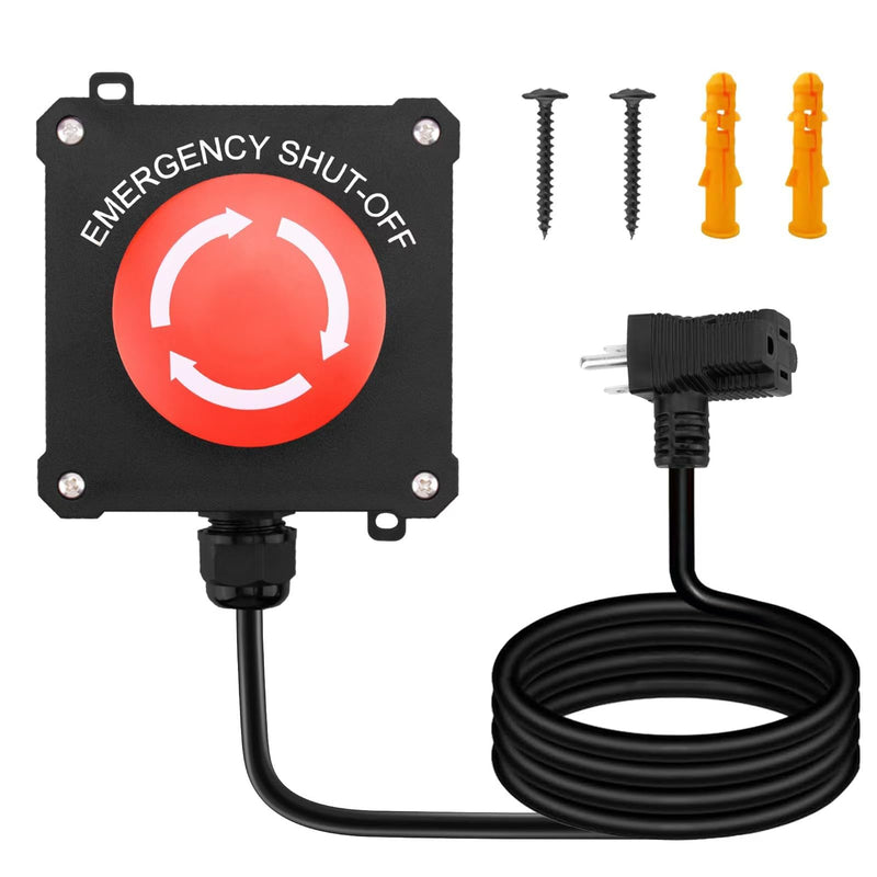 Emergency Stop Switch 440V 16A – 10ft Heavy Duty Cord with Large Button for Table Saws, Routers, Drill Presses & Workshop Machinery
