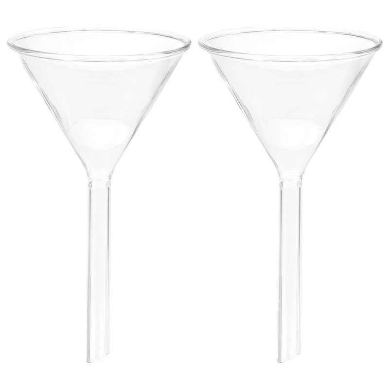 PATIKIL 100mm Glass Funnel, 2 Pack Short Stem Scientific Borosilicate Glass Heavy Wall Funnel for Filling Water Bottle Home Lab Kitchen Use