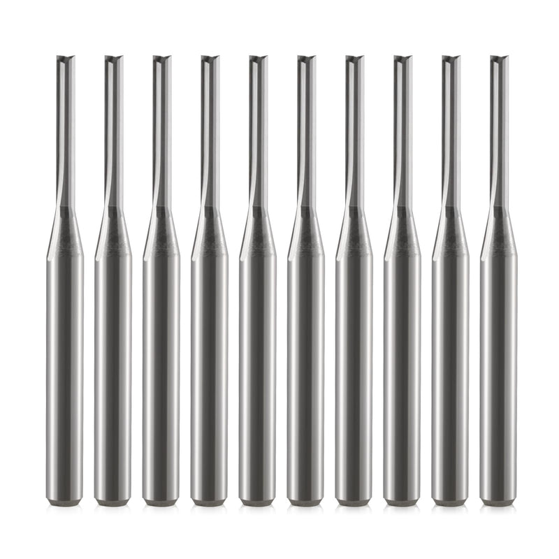 CNC Straight Router Bit 1/8 Inch Shank 1/16 Cutting Dia Router Bit Straight Flute Carbide End Mill Cutter 2-Flute Carbide CNC bit for Woodworking 10 Pack