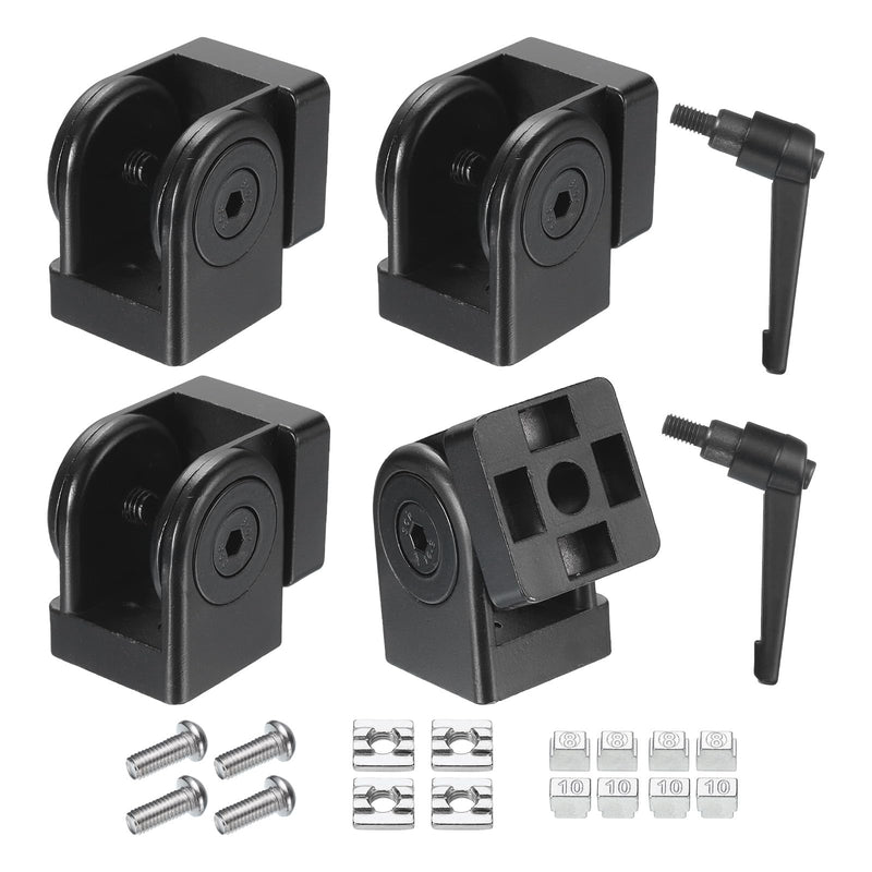 uxcell 2Pcs Die-Cast Aluminum Pivot Joint 180°Adjustable Flexible Pivot Joint Connector with M8 Screws for 3030 Series Aluminum Extrusion Profile, Aperture 8mm, Black