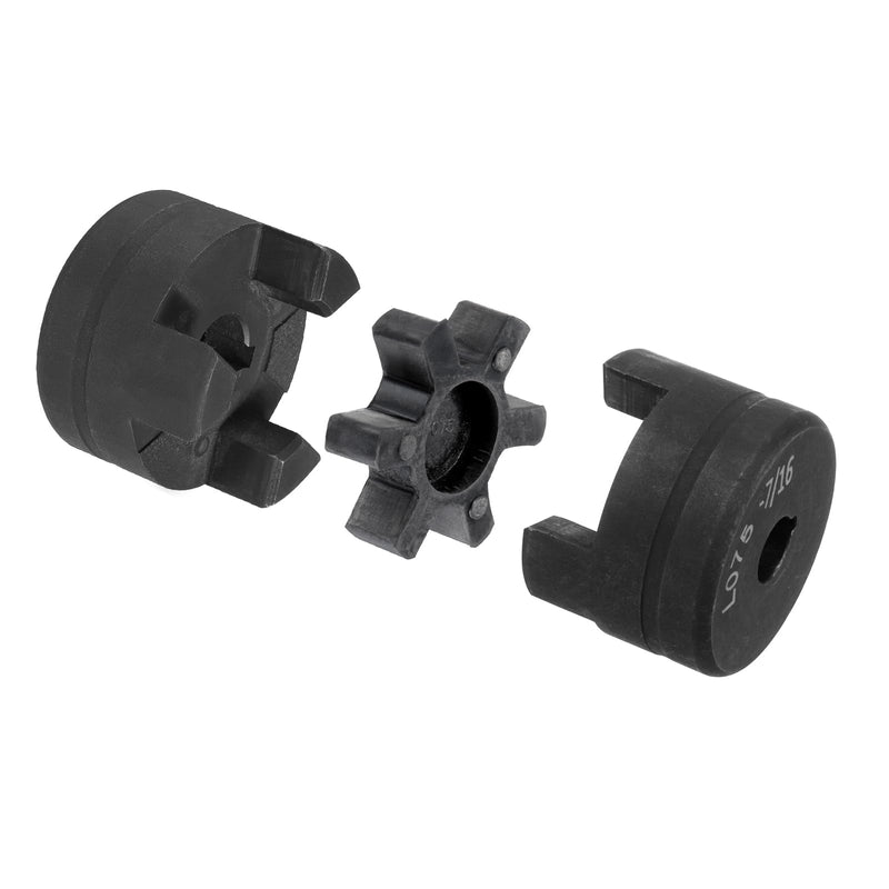 uxcell 7/16" to 3/4" L075 Flexible 3-Piece L-Jaw Coupling Coupler Set & Buna-N NBR Rubber Spider for Log Splitter Hybrid Equipment