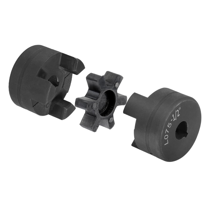 uxcell 1/2" to 1" L075 Flexible 3-Piece L-Jaw Coupling Coupler Set & Buna-N NBR Rubber Spider for Log Splitter Hybrid Equipment