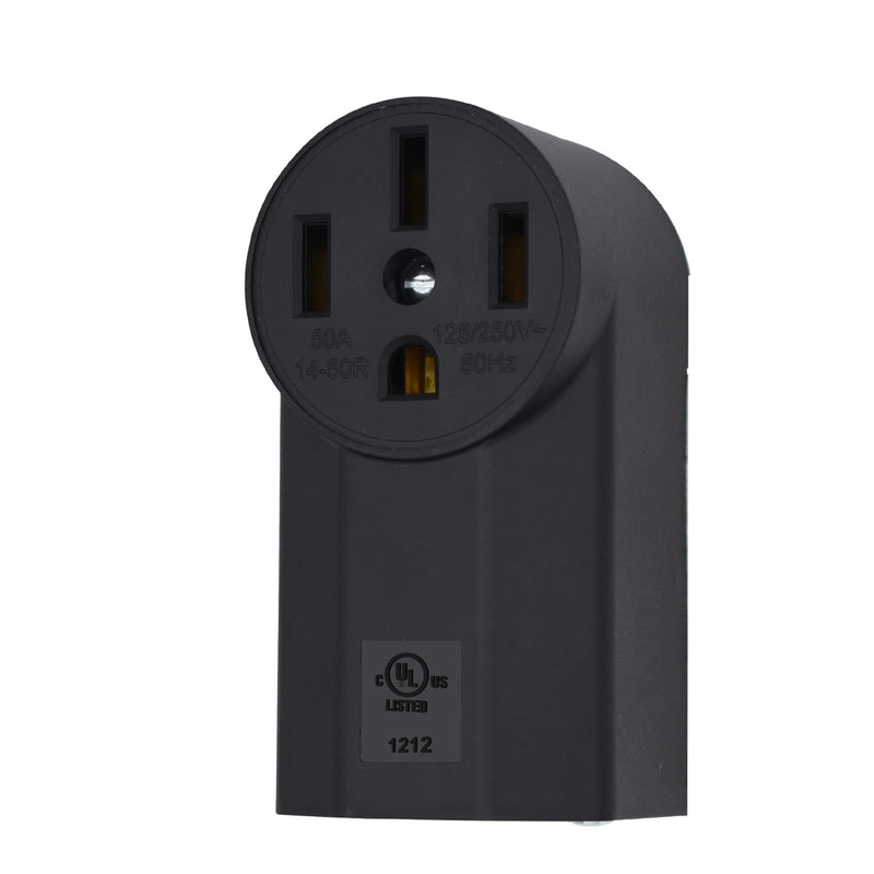 VAV NEMA 14-50R 50 Amp Heavy Duty Outlet, 3-Pole 4-Wire Surface MountPower Receptacle, UL Certiied, 125/250 Volt Black Stove Outlet, for EV RV Oven Range