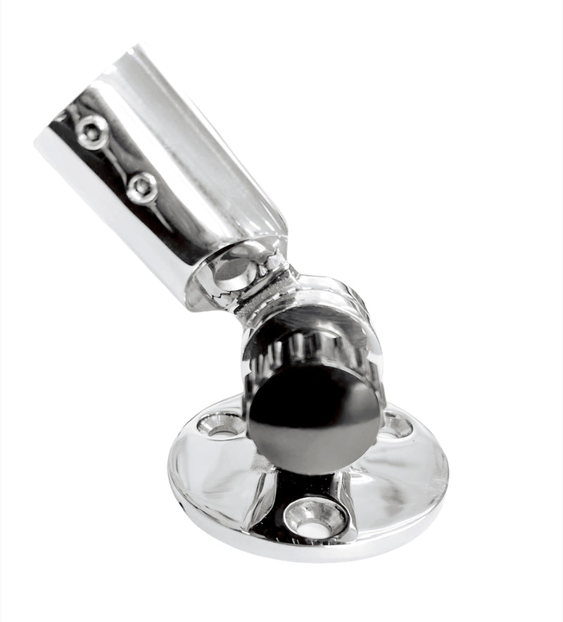 Marine Grade 316 Stainless Steel 180 Degree Adjustable Swivel VHF Antenna Mount with Ratchet Base and Screws (Round Base) Round Base