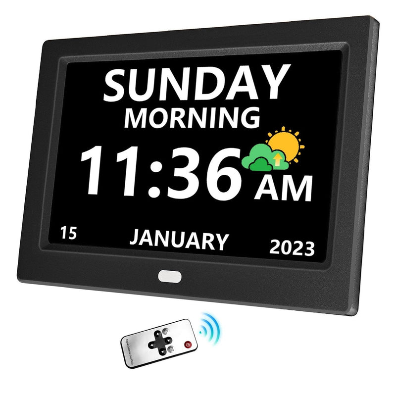 10 Inch Digital Clock with Day and Date for Elderly Alzheimer's Clock Customizable Alarms 3 Display Modes Large Font Alarm Clock for Seniors Auto DST 10in Black