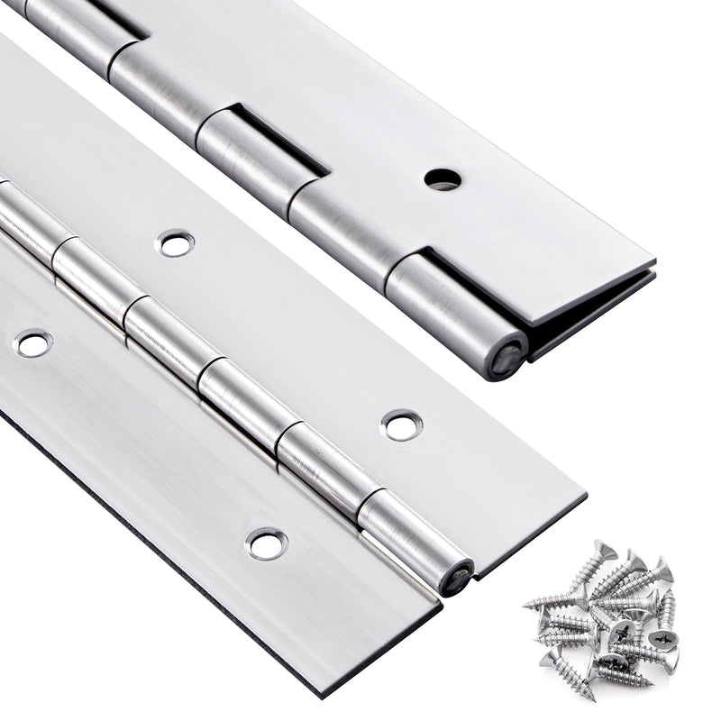 2 Pack Heavy Duty Piano Hinge 30 Inch x 2 Inch Stainless Steel Continuous & Piano Hinges with Holes, 30" Continuous Hinges for Cabinet, Door, DIY Wood Boxes, 0.060" Leaf Thickness, 2" Open Width