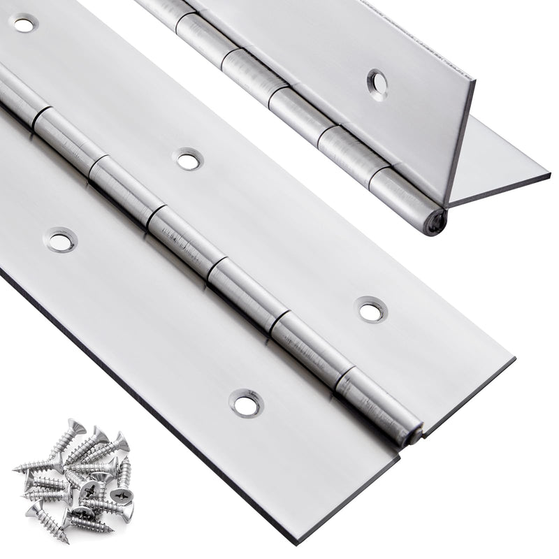 2 Pack Heavy Duty Piano Hinge 16 Inch x 3 Inch, 0.060'' Thick Stainless Steel Piano Hinge with Holes, 16" Continuous Hinges for Cabinet Doors DIY Wood Boxes Furniture Industrial Project
