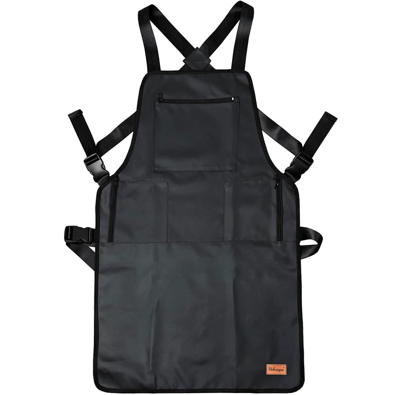 Barber Apron Hair Stylists Tools Apron Professional Waterproof Haircutting Apron with 3 Pockets, Black Universal