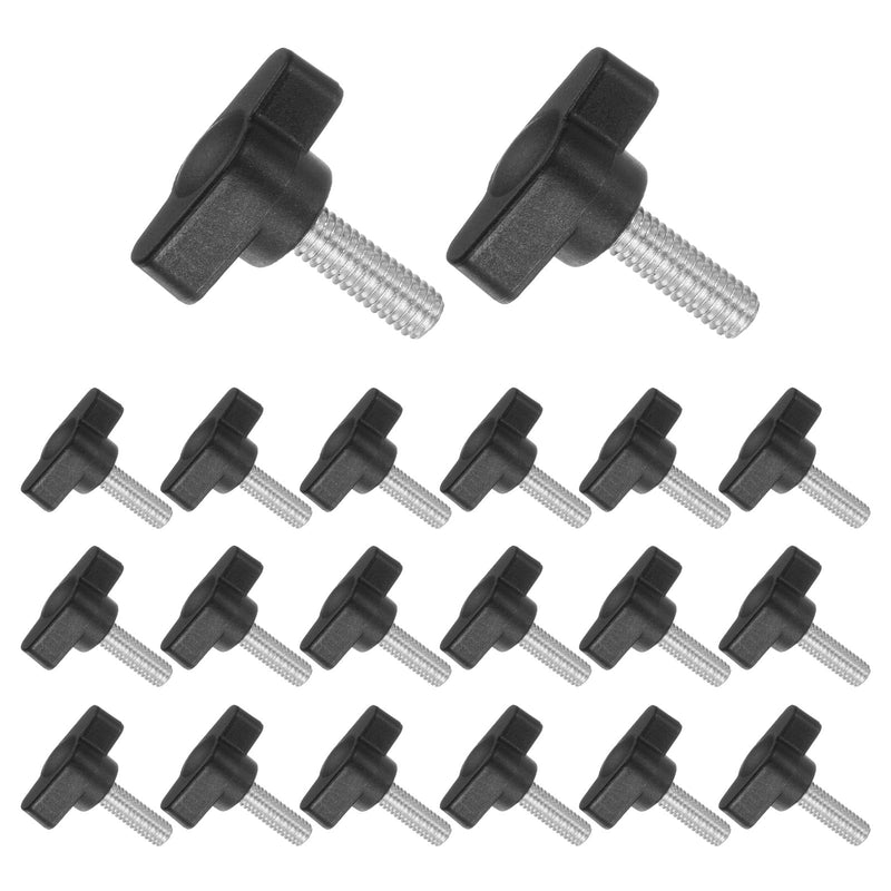 Tee Wing Knobs Thumb Screw, M6 x 16mm Male Thread, Plastic T Thumb Clamping Screw Threaded Stud Hand Knobs Grip, (Applications: for Machinery Lathes), 20-Pieces
