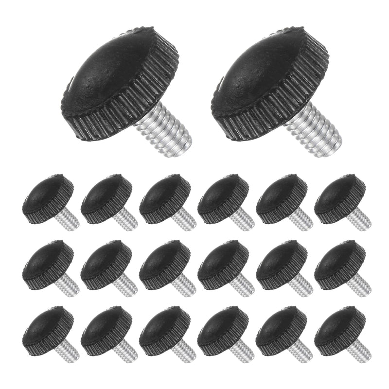 Thumb Screw Knurled Knobs, M4 x 8mm Male Thread, Black Round Head Clamping Screw Threaded Stud Hand Knobs Grip, (Applications: for Machinery Lathes), 20-Pieces