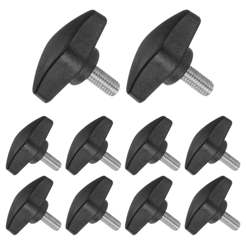 Tee Wing Knobs Thumb Screw, M6 x 14mm Male Thread, Plastic T Thumb Clamping Screw Threaded Stud Hand Knobs Grip, (Applications: for Machinery Lathes), 10-Pieces