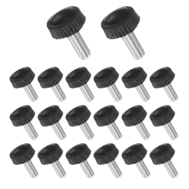 Thumb Screw Knurled Knobs, M5 x 12mm Male Thread, Black Round Head Clamping Screw Threaded Stud Hand Knobs Grip, (Applications: for Machinery Lathes), 20-Pieces