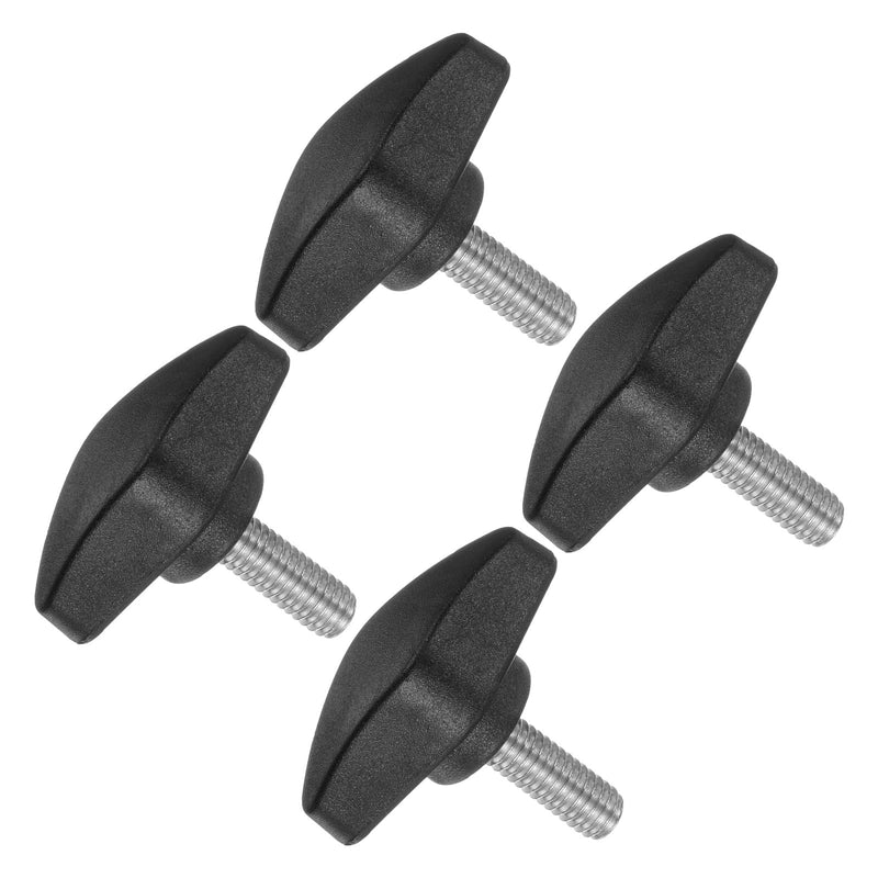 Tee Wing Knobs Thumb Screw, M6 x 16mm Male Thread, Plastic T Thumb Clamping Screw Threaded Stud Hand Knobs Grip, (Applications: for Machinery Lathes), 4-Pieces