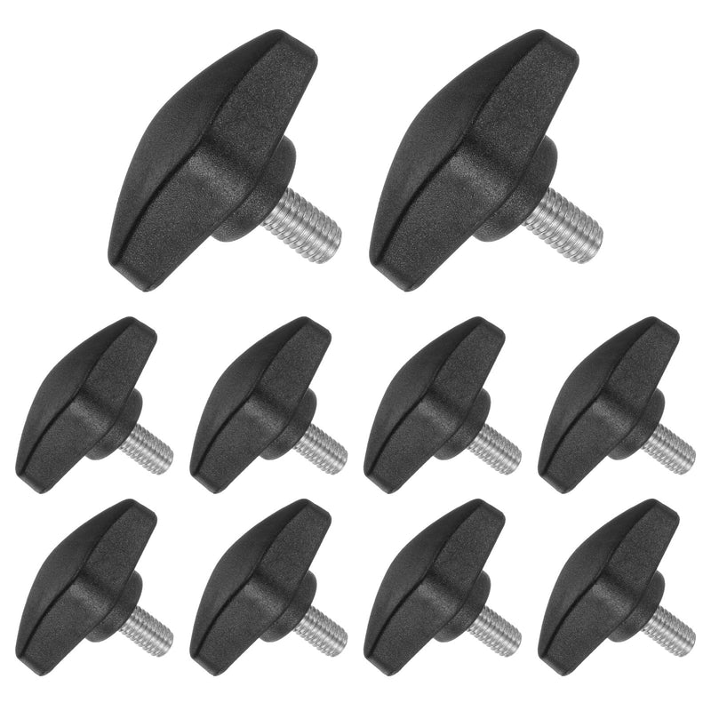 Tee Wing Knobs Thumb Screw, M6 x 12mm Male Thread, Plastic T Thumb Clamping Screw Threaded Stud Hand Knobs Grip, (Applications: for Machinery Lathes), 10-Pieces