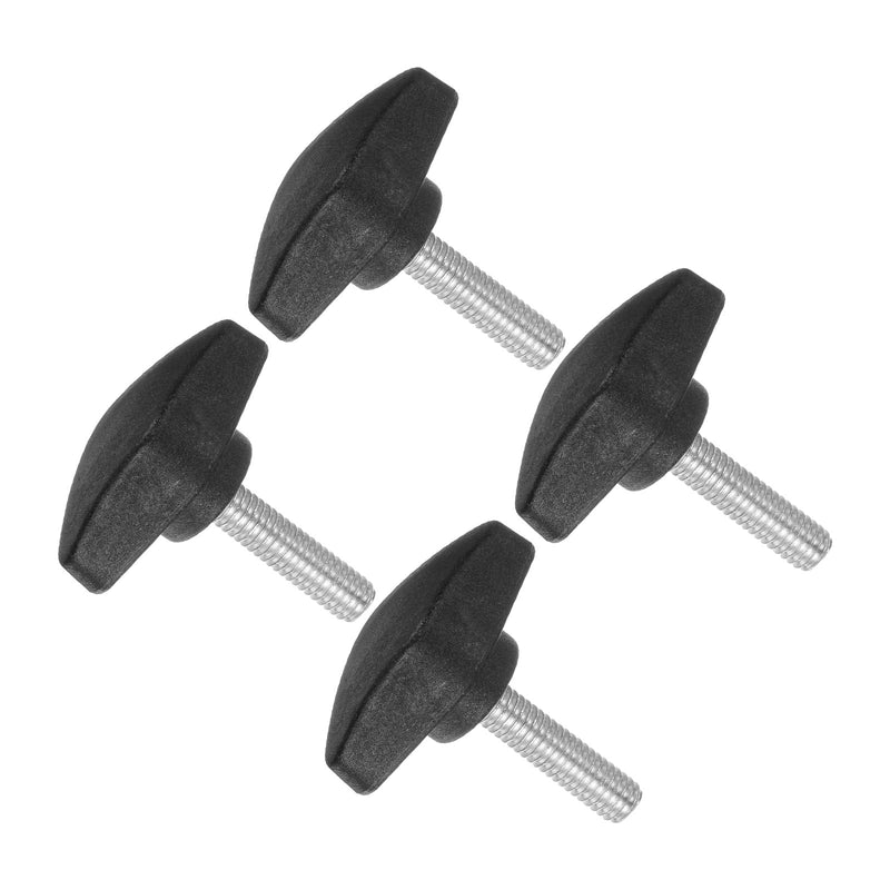 Tee Wing Knobs Thumb Screw, M6 x 25mm Male Thread, Plastic T Thumb Clamping Screw Threaded Stud Hand Knobs Grip, (Applications: for Machinery Lathes), 4-Pieces