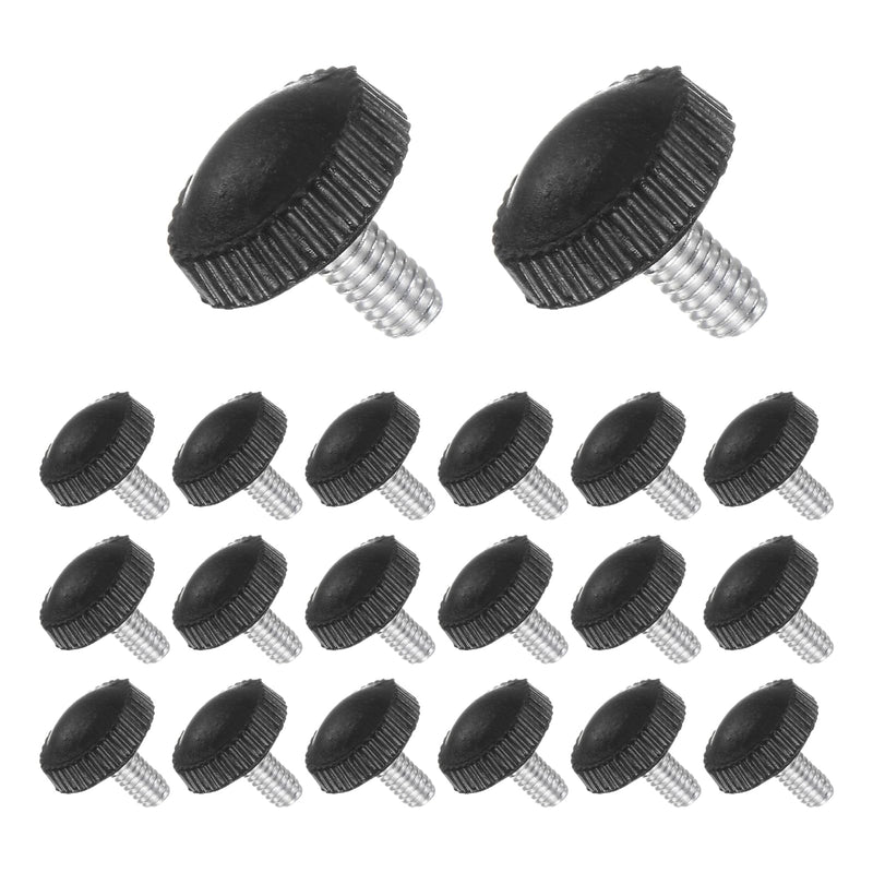 Thumb Screw Knurled Knobs, M4 x 6mm Male Thread, Black Round Head Clamping Screw Threaded Stud Hand Knobs Grip, (Applications: for Machinery Lathes), 20-Pieces