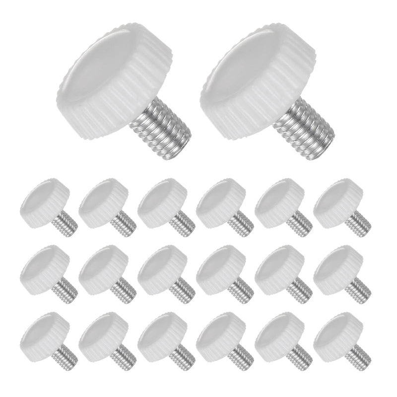 Thumb Screw Knurled Knobs, M5 x 12mm Male Thread, White Round Head Clamping Screw Threaded Stud Hand Knobs Grip, (Applications: for Machinery Lathes), 30-Pieces